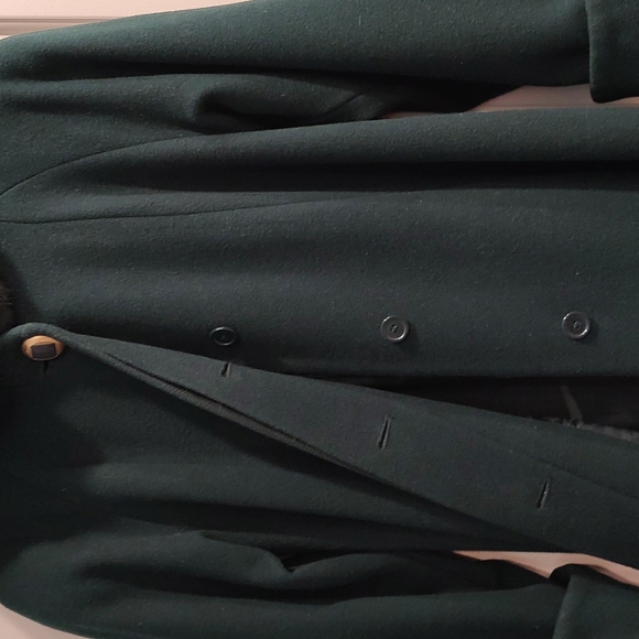 John Weitz Vintage wool coat with Rabbit fur trimmed hood - Picture 4 of 9